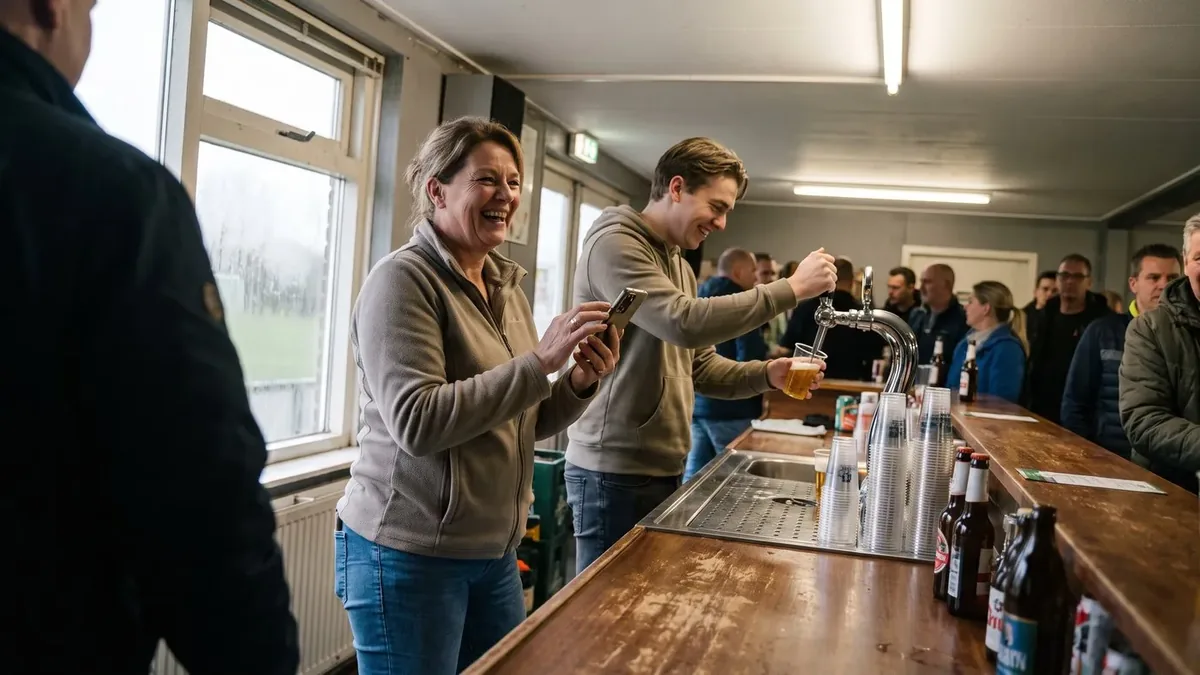 Vrijwilligers achter de bar van een vereniging