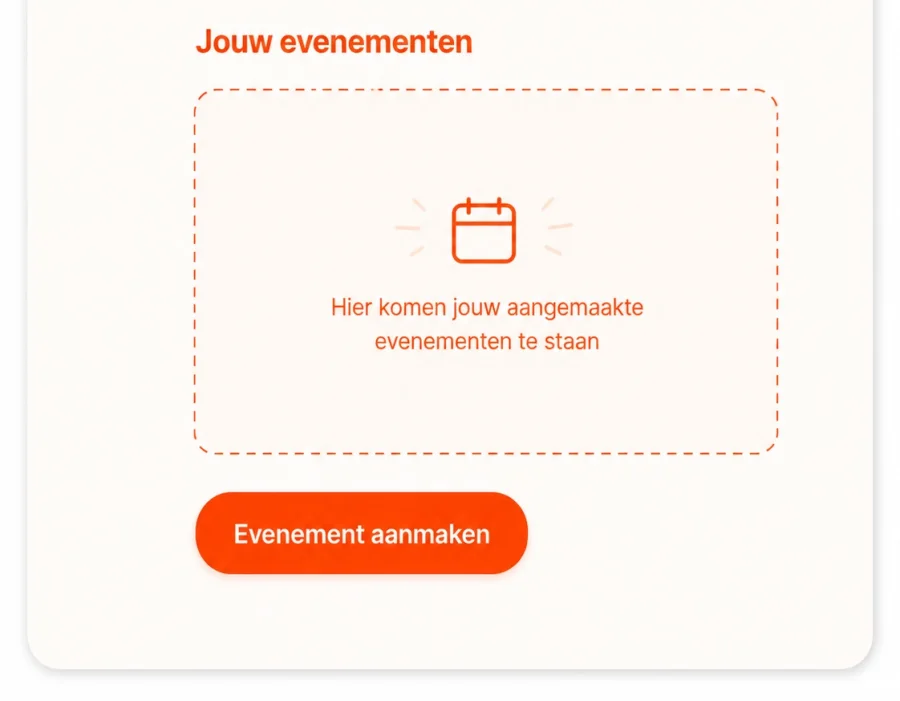 Het scherm Jouw evenementen in de Drop-app met de knop Evenement aanmaken